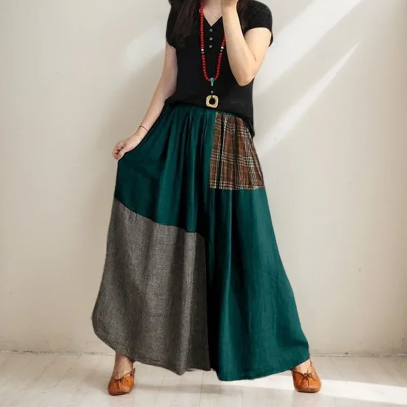 Literary Style Irregular A-line Skirt Vintage Solid Color Blocks Contrast Color Checkered Cotton High Waist Big Swing Skirt
Literary Style Irregular A-line Skirt Vintage Solid Color Blocks Contrast Color Checkered Cotton High Waist Big Swing Skirt