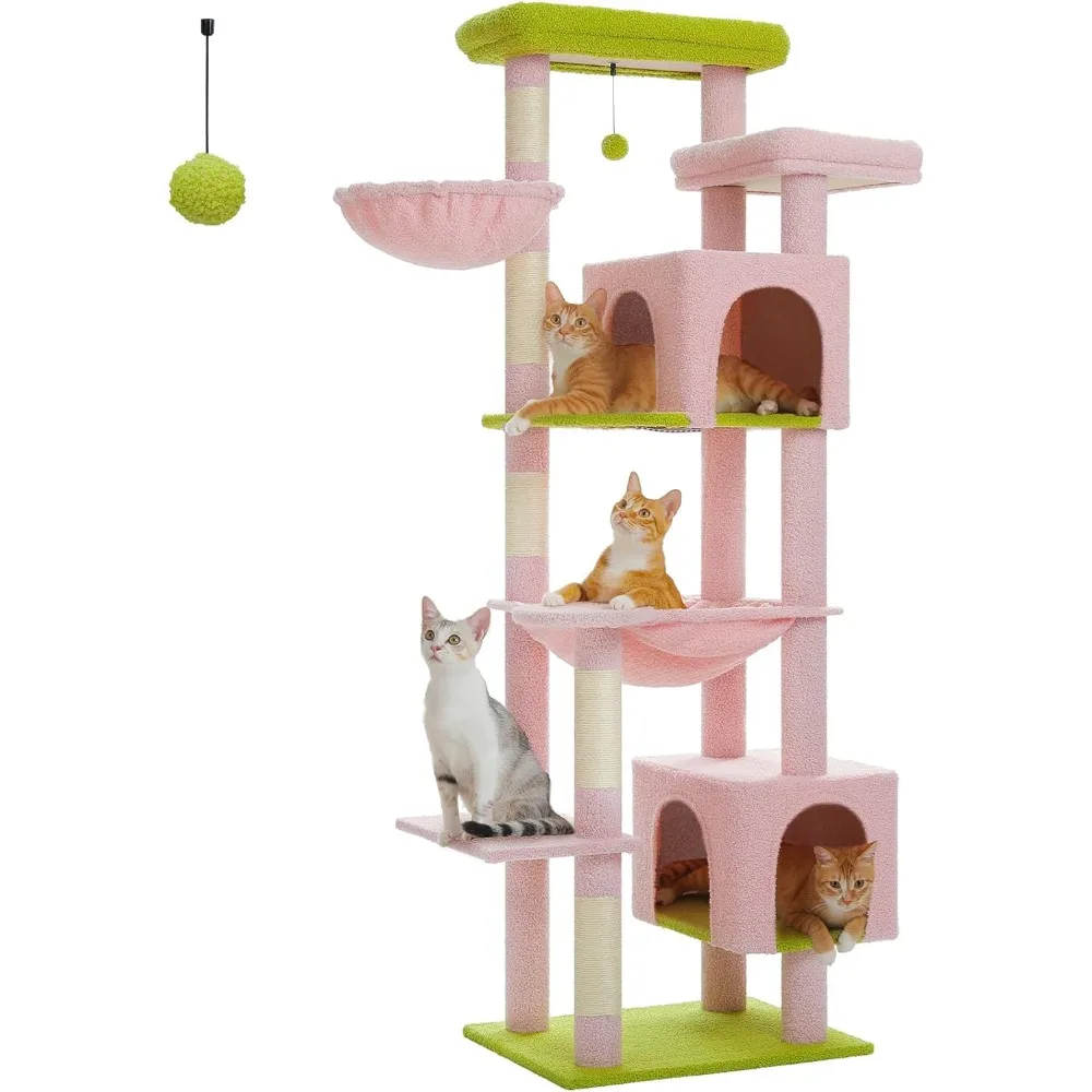 PETEPELA Large Cat Tree, 69-Inch Tall Cat Tower for Indoor Large Cats with Super Big Hammock, Cat Climbing Tree Tower with Scrat
PETEPELA Large Cat Tree, 69-Inch Tall Cat Tower for Indoor Large Cats with Super Big Hammock, Cat Climbing Tree Tower with Scrat