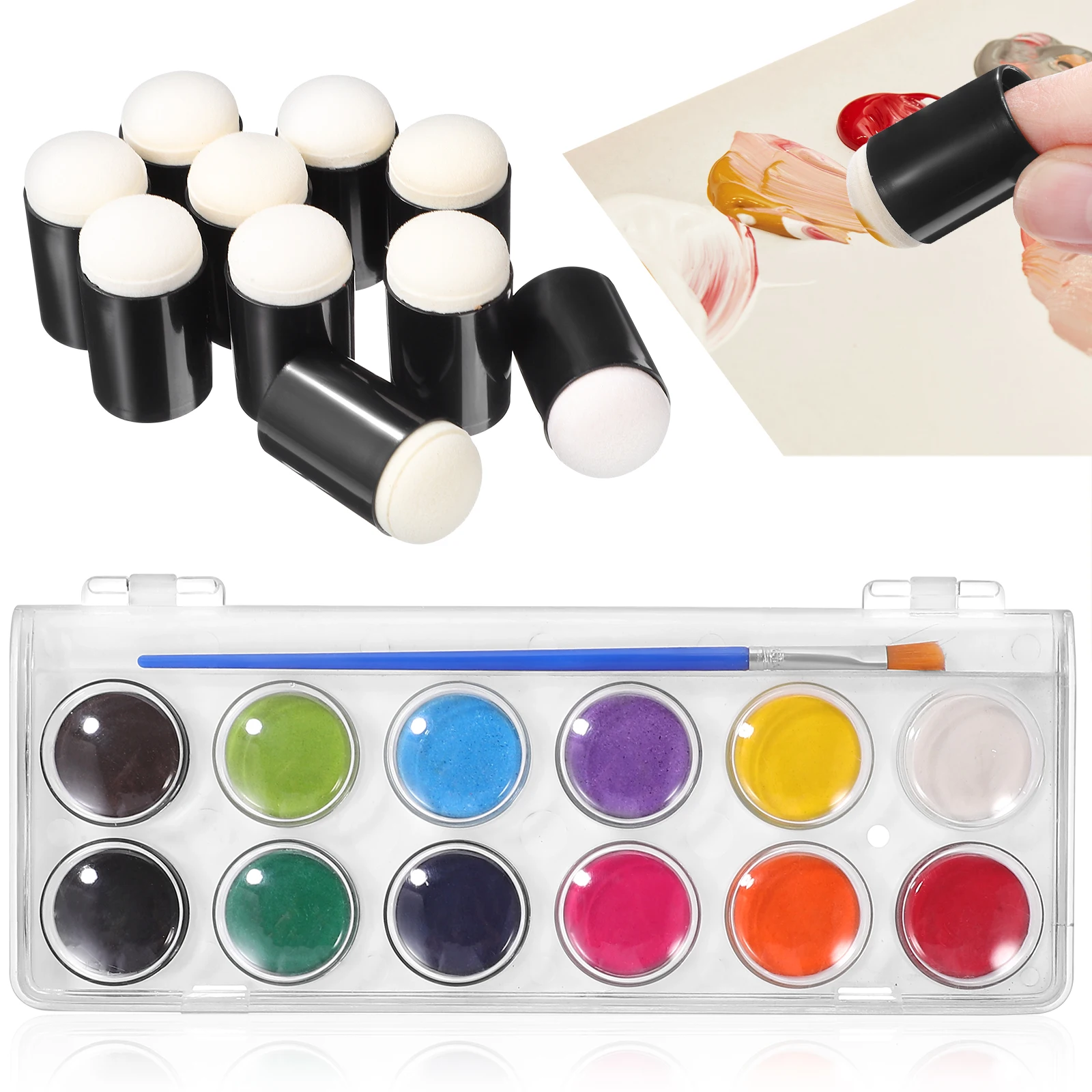 10 pcs Watercolor Painting Set Sponge Finger Daubers 12 Colors Solid Vibrant Eye-catching Easy Dissolve Art Supplies
10 pcs Watercolor Painting Set Sponge Finger Daubers 12 Colors Solid Vibrant Eye-catching Easy Dissolve Art Supplies