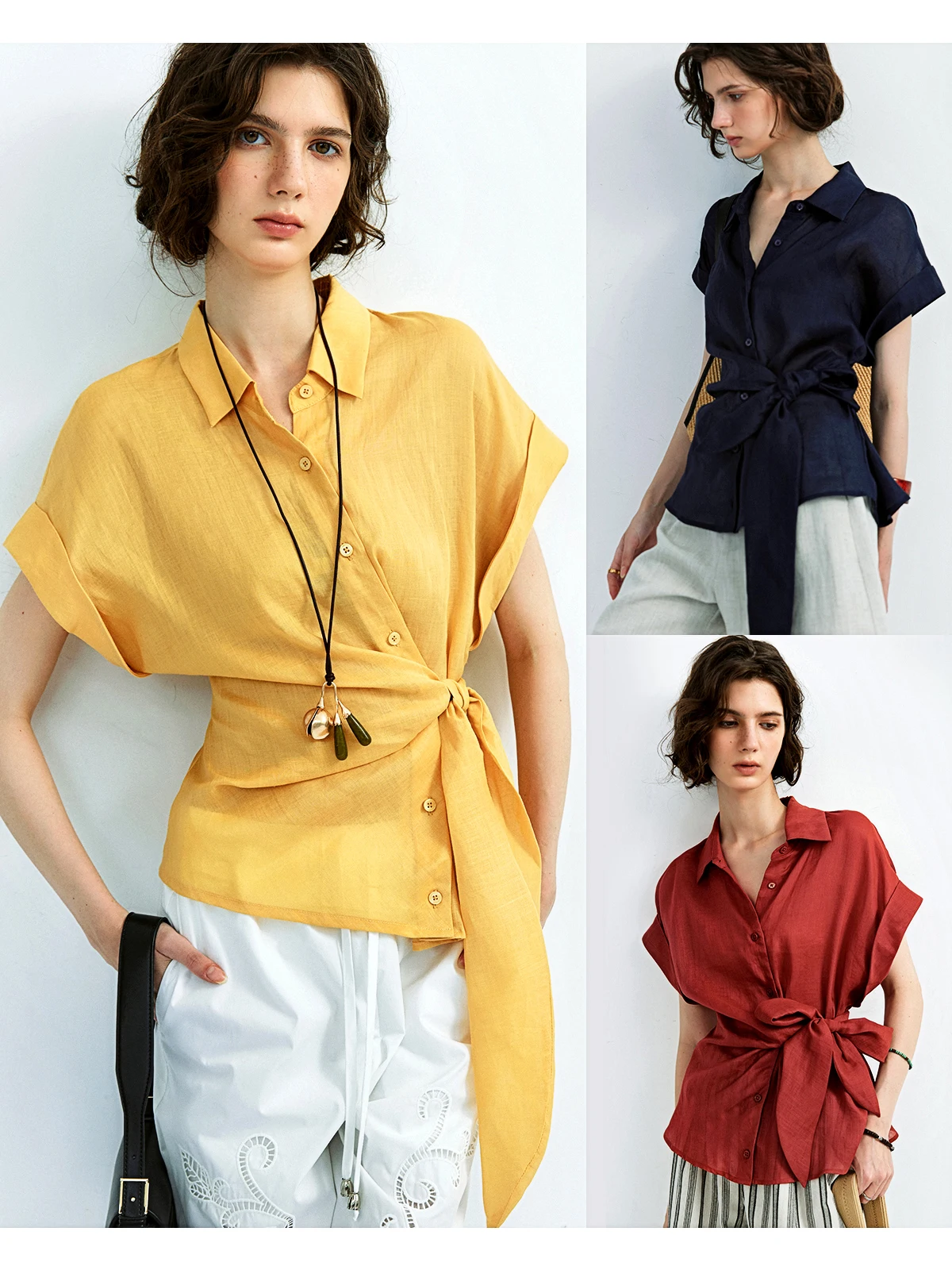 Simple Commute Linen Batwing Sleeve Shirt Knot Design Loose Fit Women's Top UV Protection Lightweight Short Sleeve Collar
Simple Commute Linen Batwing Sleeve Shirt Knot Design Loose Fit Women's Top UV Protection Lightweight Short Sleeve Collar