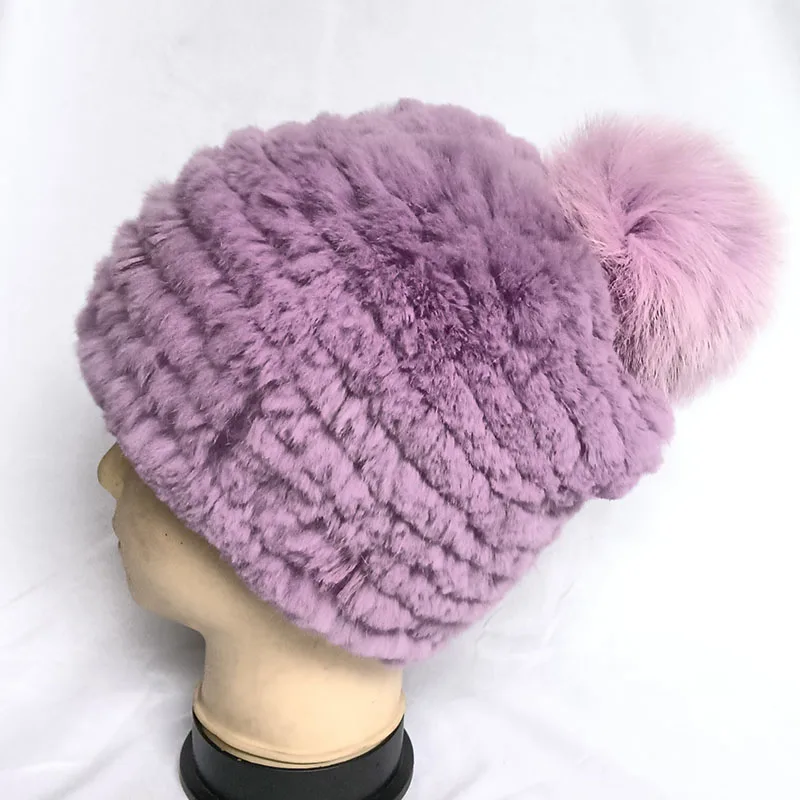 Women Winter Knitted Rex Rabbit Fur Hat With Pompom Striped Fashion Thick Warm Genuine Fur Caps With Real Fox Fur Ball Femme
Women Winter Knitted Rex Rabbit Fur Hat With Pompom Striped Fashion Thick Warm Genuine Fur Caps With Real Fox Fur Ball Femme