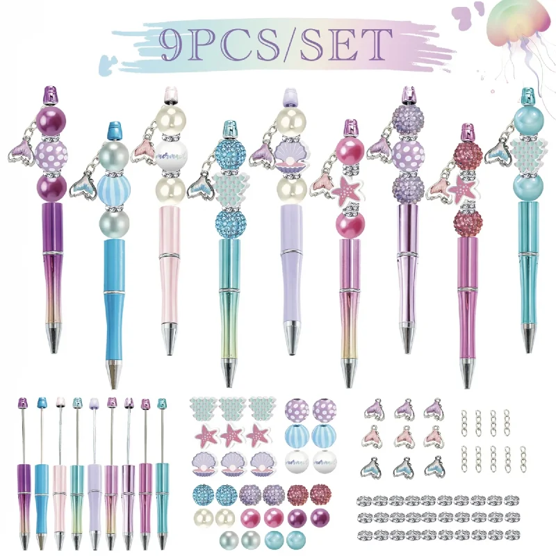 9PCS Blue Purple Gradient Underwater Mermaid Theme DIY Beaded Ballpoint Pen Fish Tail Pendant Set for Office School Stationery
9PCS Blue Purple Gradient Underwater Mermaid Theme DIY Beaded Ballpoint Pen Fish Tail Pendant Set for Office School Stationery