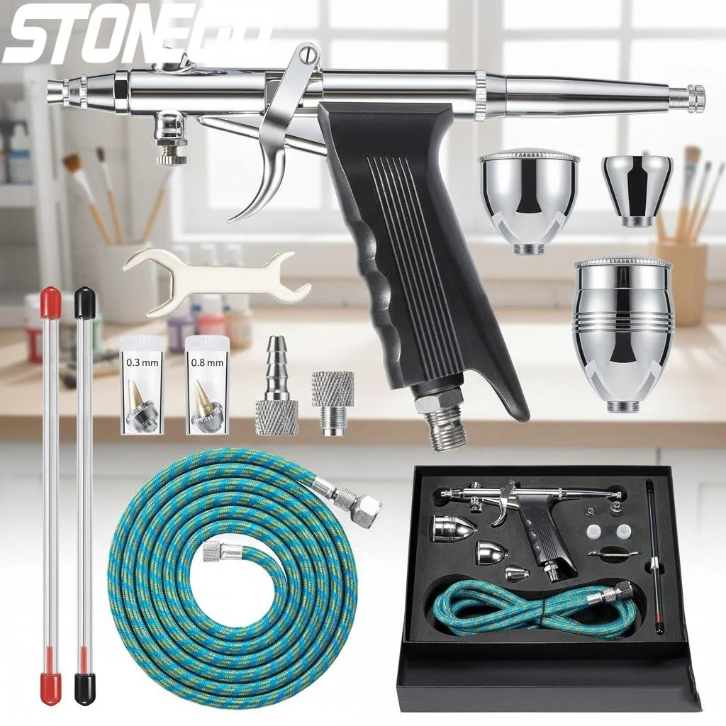 Professional Airbrush Kit Double Action 0.3-0.8mm Needles 2-13cc Cups for Nail Art Tattoo Cakes Painting
Professional Airbrush Kit Double Action 0.3-0.8mm Needles 2-13cc Cups for Nail Art Tattoo Cakes Painting