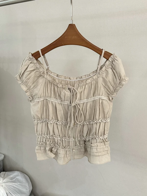 Seoul Midsummer Sweet Style Short Sleeve Bridesmaid Shirt Transparent Feel One-Shoulder Top with Bow-Knot Design for Women
Seoul Midsummer Sweet Style Short Sleeve Bridesmaid Shirt Transparent Feel One-Shoulder Top with Bow-Knot Design for Women