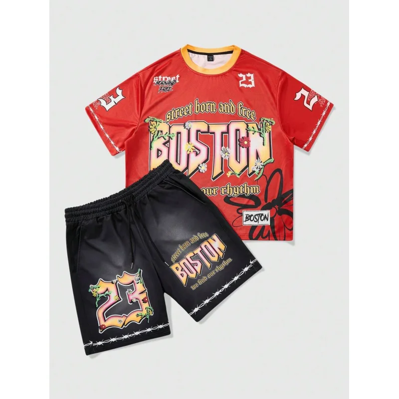 MEN Prep 2pcs/Set Men's Y2K Jersey Street Graphic Print Short Sleeve T-Shirts, Suitable For Everyday Wear In Spring/Summer
MEN Prep 2pcs/Set Men's Y2K Jersey Street Graphic Print Short Sleeve T-Shirts, Suitable For Everyday Wear In Spring/Summer
