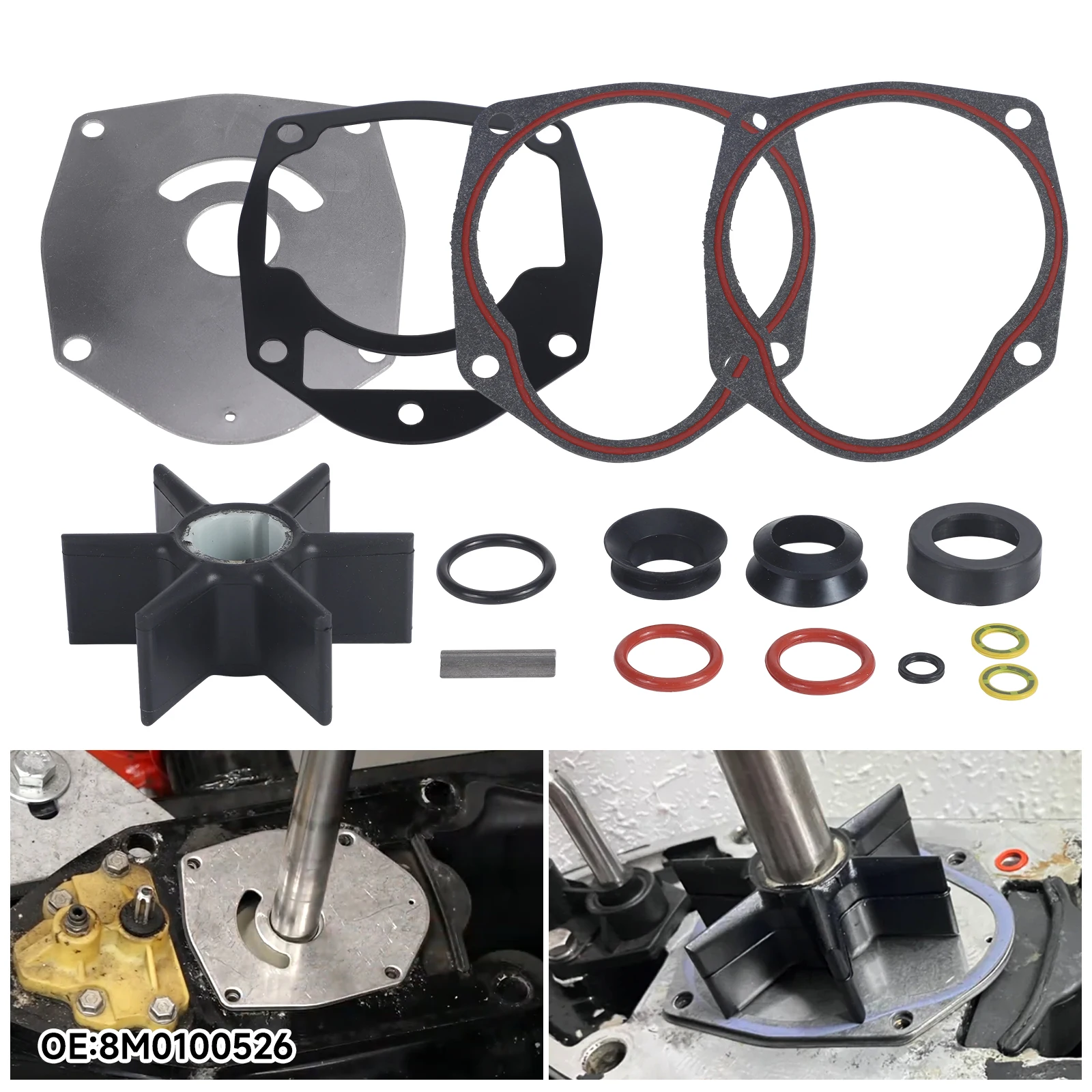 8M0100526 Marine Water Pump Repair Kit Impeller Rubber Gasket With Plate Fits For Mercury Mariner Outboard MerCruiser Sterndrive
8M0100526 Marine Water Pump Repair Kit Impeller Rubber Gasket With Plate Fits For Mercury Mariner Outboard MerCruiser Sterndrive