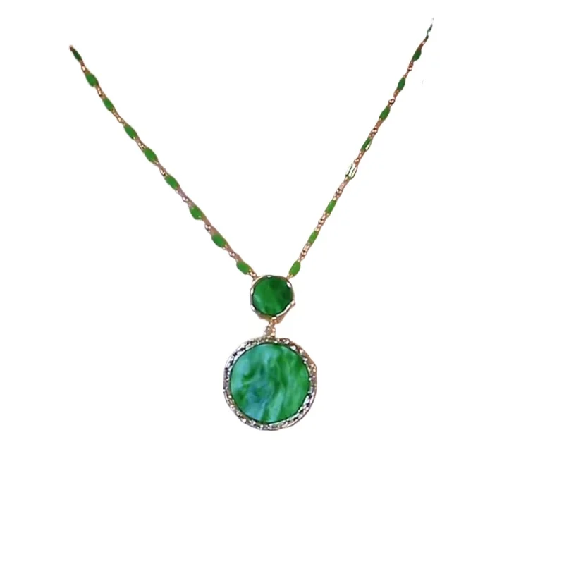 Green round brand pendant necklace women's light luxury temperament advanced sense green bamboo collarbone chain
Green round brand pendant necklace women's light luxury temperament advanced sense green bamboo collarbone chain