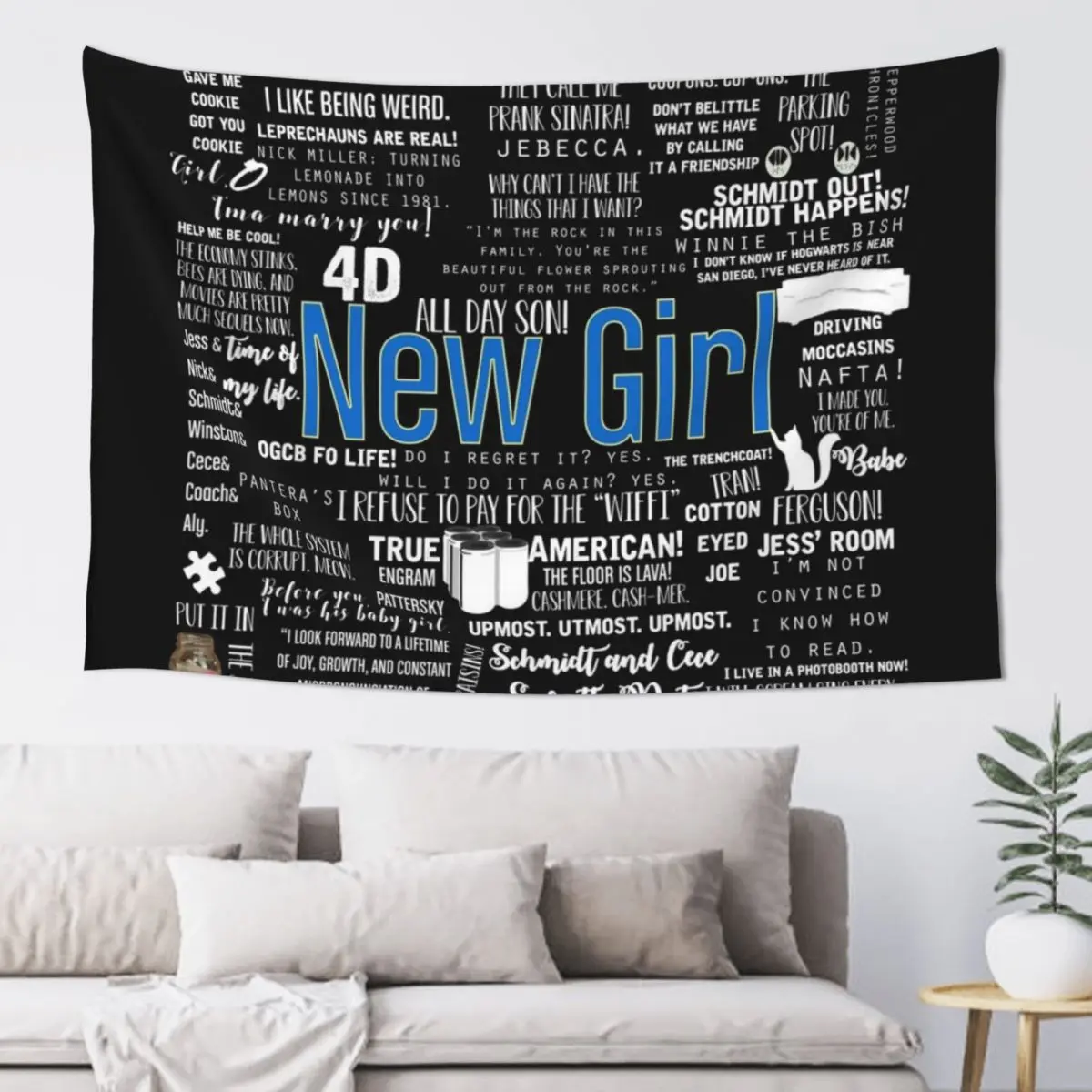 New Girl Memorable Quotes White Font Tapestry Wall Carpet Wall Tapestries Bed Room Decoration Decor For Room Tapestry
New Girl Memorable Quotes White Font Tapestry Wall Carpet Wall Tapestries Bed Room Decoration Decor For Room Tapestry