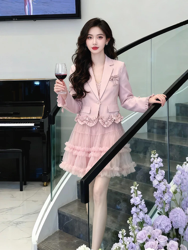 Pink Suit And Dress Set Korean Style Small Fragrance Wind Spring New Arrival Fashionable And Comfortable Women's Outfit
Pink Suit And Dress Set Korean Style Small Fragrance Wind Spring New Arrival Fashionable And Comfortable Women's Outfit