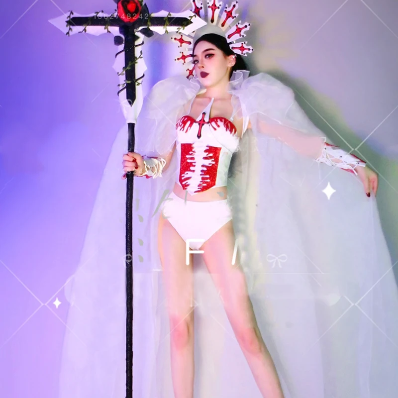 Women Cosplay Performance Rave Outfit White Top Mesh Skirt Halloween Nightclub Ds Dj Pole Dance Clothing Stage Gogo Costume 7079
Women Cosplay Performance Rave Outfit White Top Mesh Skirt Halloween Nightclub Ds Dj Pole Dance Clothing Stage Gogo Costume 7079