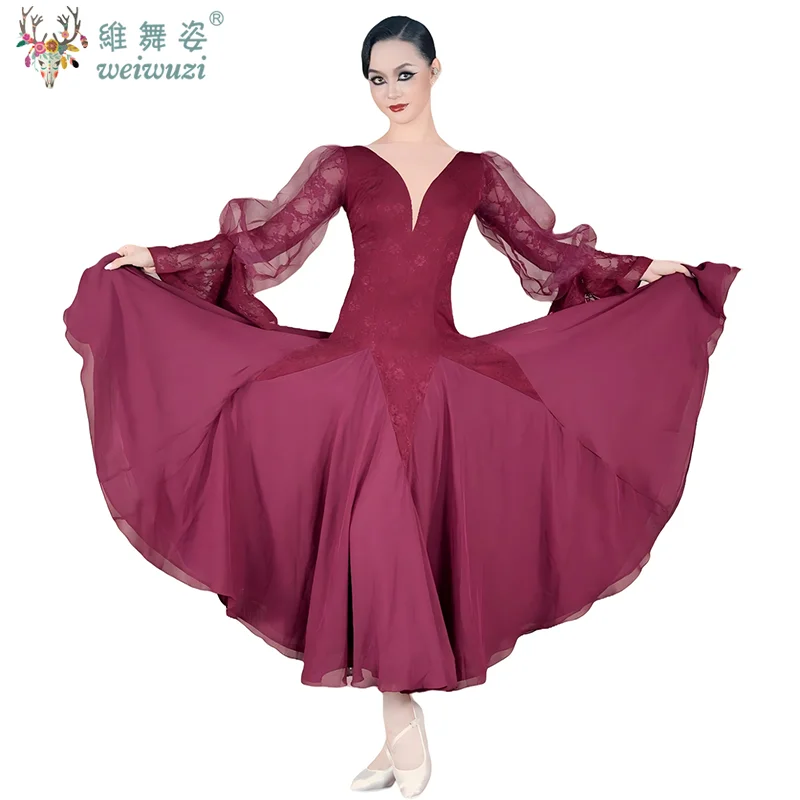 Modern Dance Performance Dress Women Lantern Sleeves Waltz Dancing Wear Adult Elegant Ballroom Competition Social Dancing Dress
Modern Dance Performance Dress Women Lantern Sleeves Waltz Dancing Wear Adult Elegant Ballroom Competition Social Dancing Dress