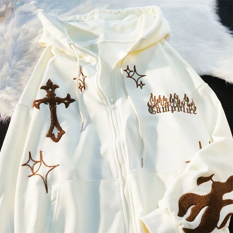American Vintage Embroidered Zip up Hoodie Women Y2K Street Hip Hop Sweatshirt Harajuku Gothic Cardigan Hoodie Couple Loose Coat
American Vintage Embroidered Zip up Hoodie Women Y2K Street Hip Hop Sweatshirt Harajuku Gothic Cardigan Hoodie Couple Loose Coat