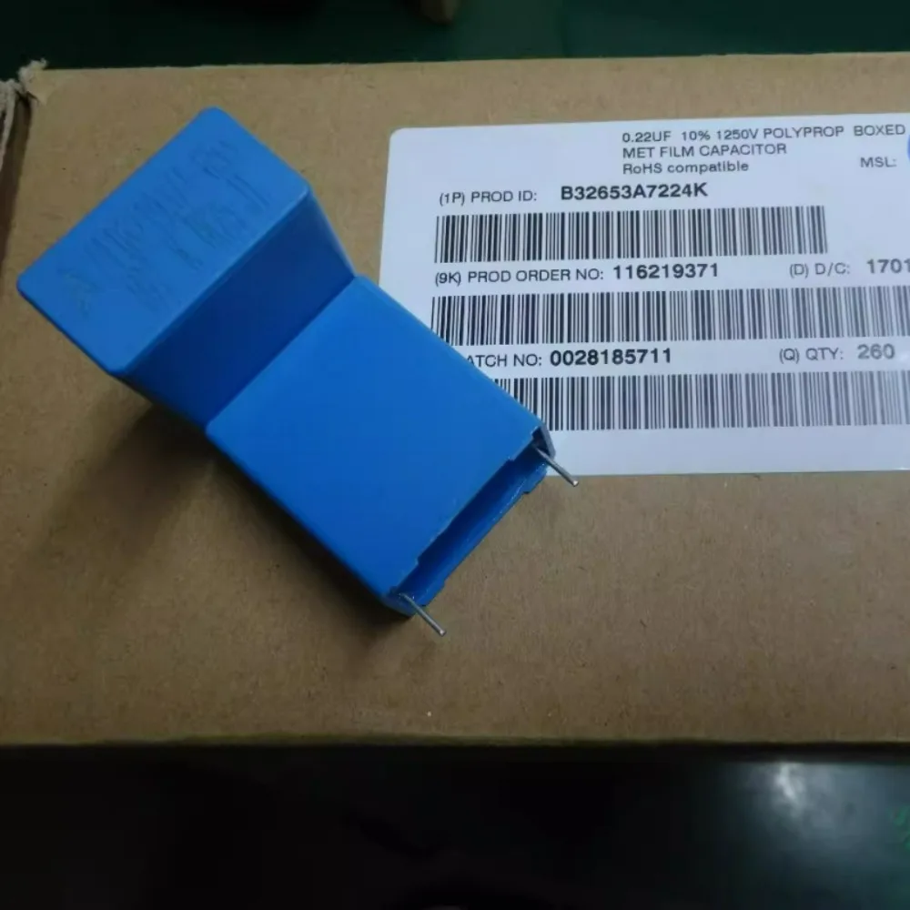 EPCOS 0.22uf/1250v 220nf u22 224 New 22.5mm film capacitor B32653A7224
EPCOS 0.22uf/1250v 220nf u22 224 New 22.5mm film capacitor B32653A7224