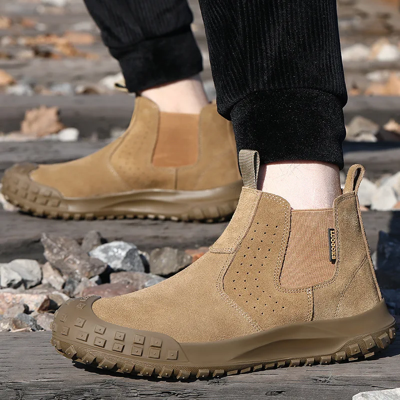Мужские повседневные защитные ботинки со стальным носком в британском стиле, слипоны из коровьей замши, сварочная обувь, рабочая обувь до щиколотки, рабочая обувь
Мужские повседневные защитные ботинки со стальным носком в британском стиле, слипоны из коровьей замши, сварочная обувь, рабочая обувь до щиколотки, рабочая обувь