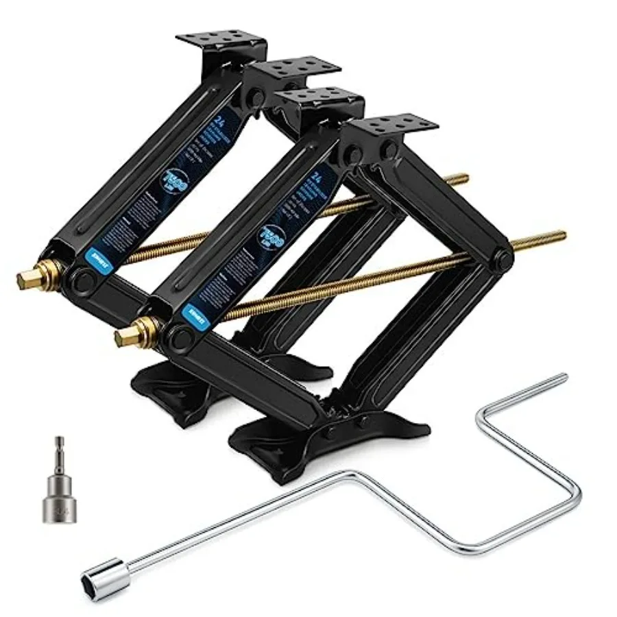 7500lbs RV Stabilizer Leveling Scissor Jacks 24 for Travel Trailer Camper Set of 2 Heavy Duty Black with Crank Handle and Drill
7500lbs RV Stabilizer Leveling Scissor Jacks 24 for Travel Trailer Camper Set of 2 Heavy Duty Black with Crank Handle and Drill
