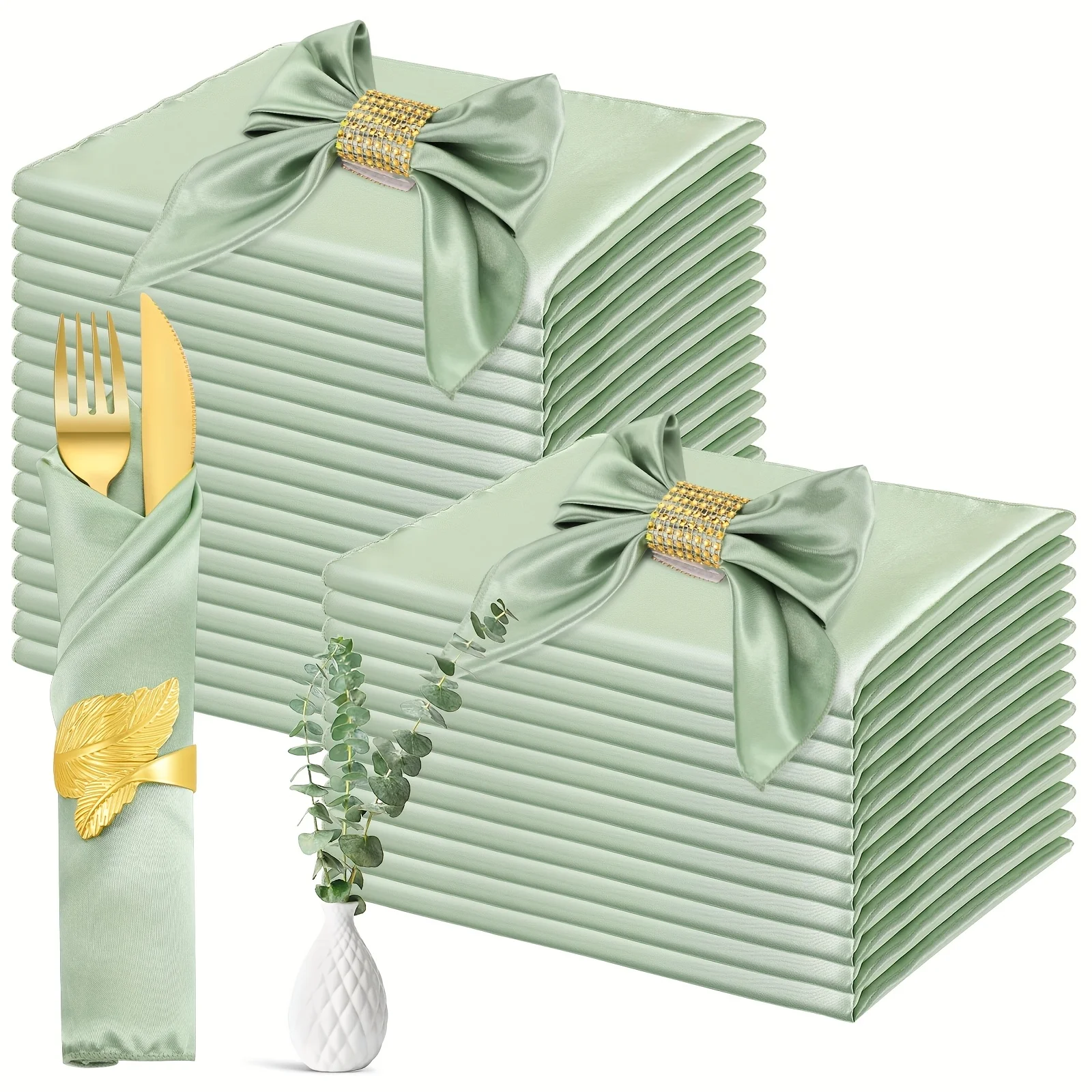 100 Pack Elegant Sage Green Satin Cloth Napkins - 17x17 Inch Large Square Reusable Table Napkins with Rounded Corners & Elegant
100 Pack Elegant Sage Green Satin Cloth Napkins - 17x17 Inch Large Square Reusable Table Napkins with Rounded Corners & Elegant