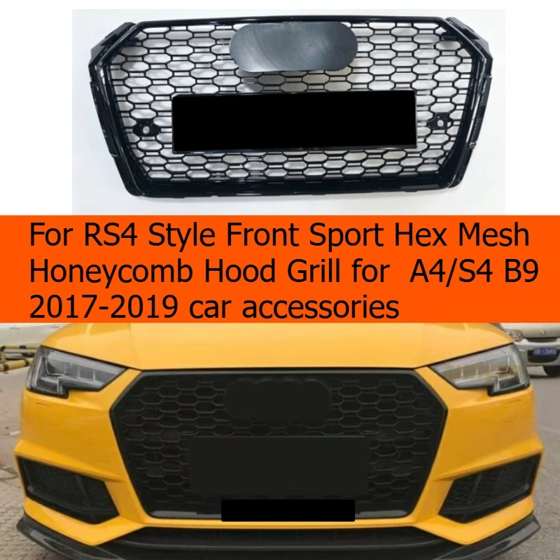 For RS4 Style Front Sport Hex Mesh Honeycomb Hood Grill for A4/S4 B9 2017-2019 car accessories
For RS4 Style Front Sport Hex Mesh Honeycomb Hood Grill for A4/S4 B9 2017-2019 car accessories