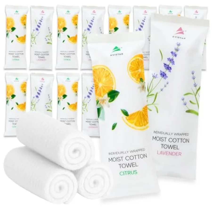 60 Hot or Cold Wrapped Moist Towels 9'' x 9" Moist Towelettes Individually Wrapped Scented Disposable Face and Hand Pre-Moisten
60 Hot or Cold Wrapped Moist Towels 9'' x 9" Moist Towelettes Individually Wrapped Scented Disposable Face and Hand Pre-Moisten