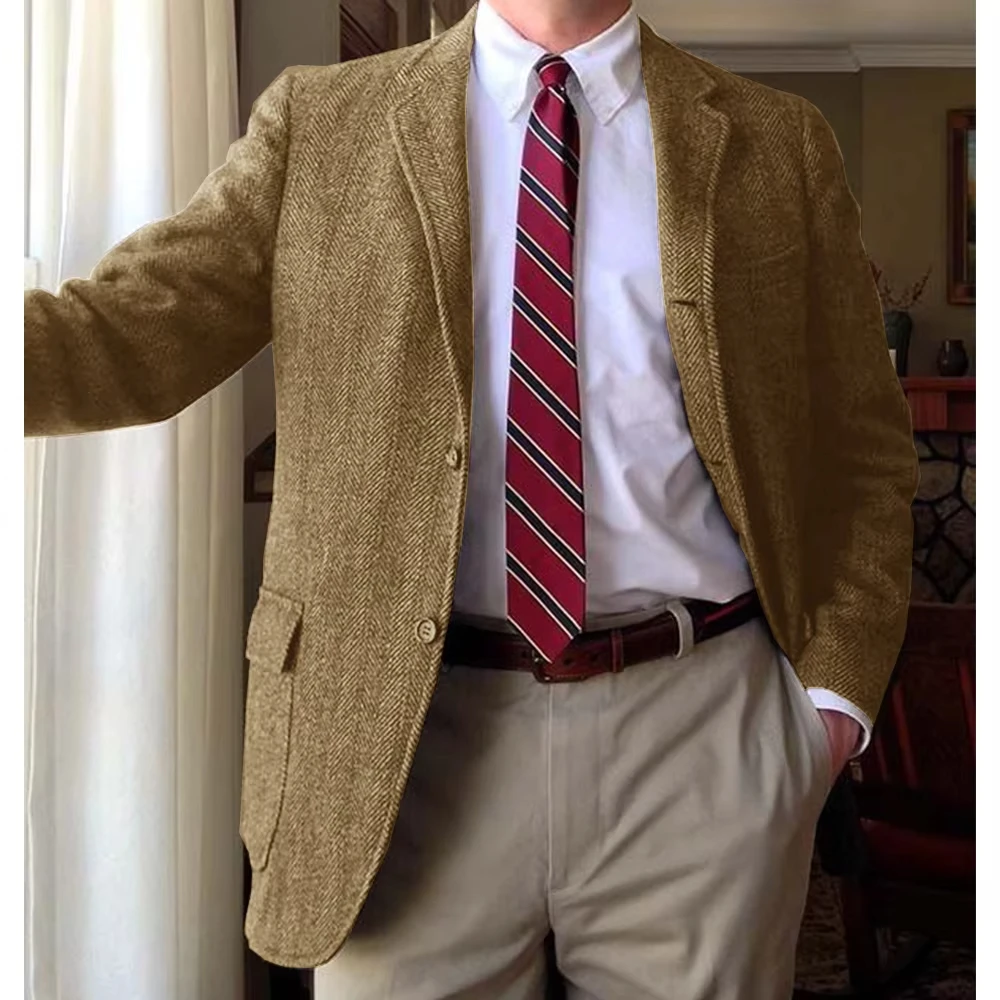 Men's Slim Fit Herringbone Suit Jacket Single Breasted Notch Lapel Casual Elegant Blazer Comfortable Business Formal Wear
Men's Slim Fit Herringbone Suit Jacket Single Breasted Notch Lapel Casual Elegant Blazer Comfortable Business Formal Wear