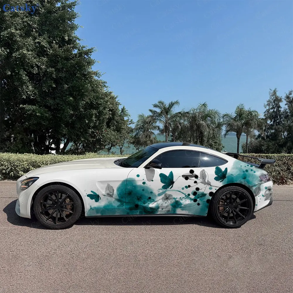 2pcs Teal Ink Wash Butterfly & Floral Car Side Wraps, Self-Adhesive PVC Waterproof & Scratch-Resistant Stickers, Car Accessory
2pcs Teal Ink Wash Butterfly & Floral Car Side Wraps, Self-Adhesive PVC Waterproof & Scratch-Resistant Stickers, Car Accessory