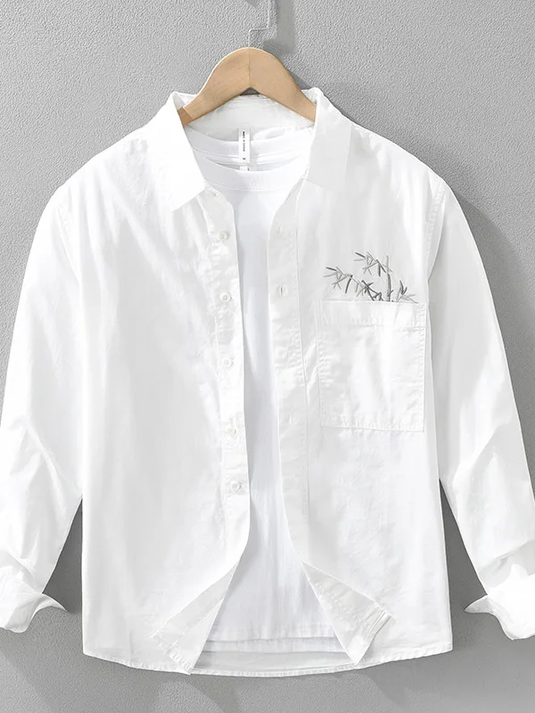 Spring New Style Men's Long Sleeve Shirt Casual Breathable Embroidered Bamboo Color Woven Shirt Loose Fit Fashion Urban Cotton
Spring New Style Men's Long Sleeve Shirt Casual Breathable Embroidered Bamboo Color Woven Shirt Loose Fit Fashion Urban Cotton