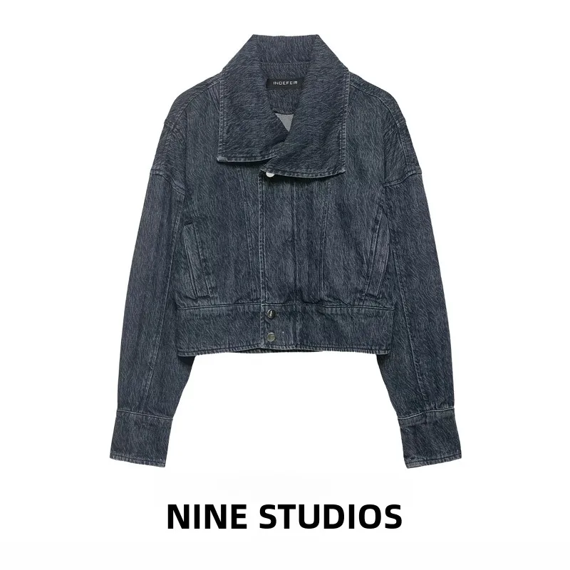 NINE ZAR Women's Short Denim Jacket Zipper Collar Coat European Style Long Sleeve Polyester Fiber Women's Spring Fashion
NINE ZAR Women's Short Denim Jacket Zipper Collar Coat European Style Long Sleeve Polyester Fiber Women's Spring Fashion