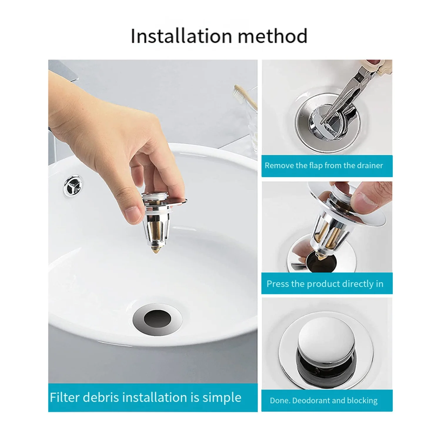H-W For Any 28Cm To 38Cm Wide Tub Drain Stainless Steel Sink Cover, -Up Universal Odor Resistant Sink Drain Durable Easy Inst
H-W For Any 28Cm To 38Cm Wide Tub Drain Stainless Steel Sink Cover, -Up Universal Odor Resistant Sink Drain Durable Easy Inst