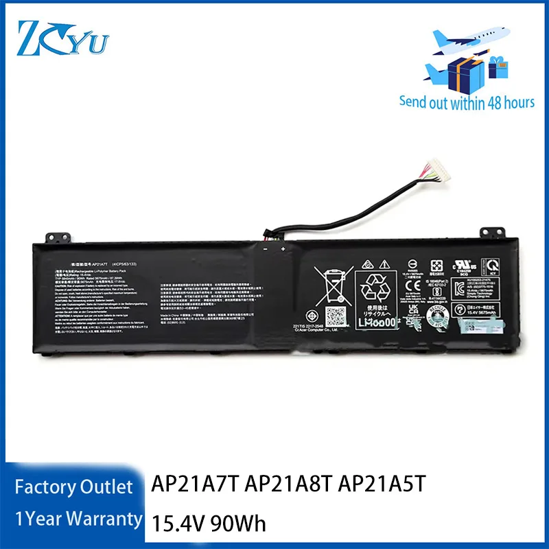 AP21A7T AP21A8T AP21A5T Laptop Battery for Acer Nitro 5 AN517-55 Helios 300 15.4V 90Wh
AP21A7T AP21A8T AP21A5T Laptop Battery for Acer Nitro 5 AN517-55 Helios 300 15.4V 90Wh