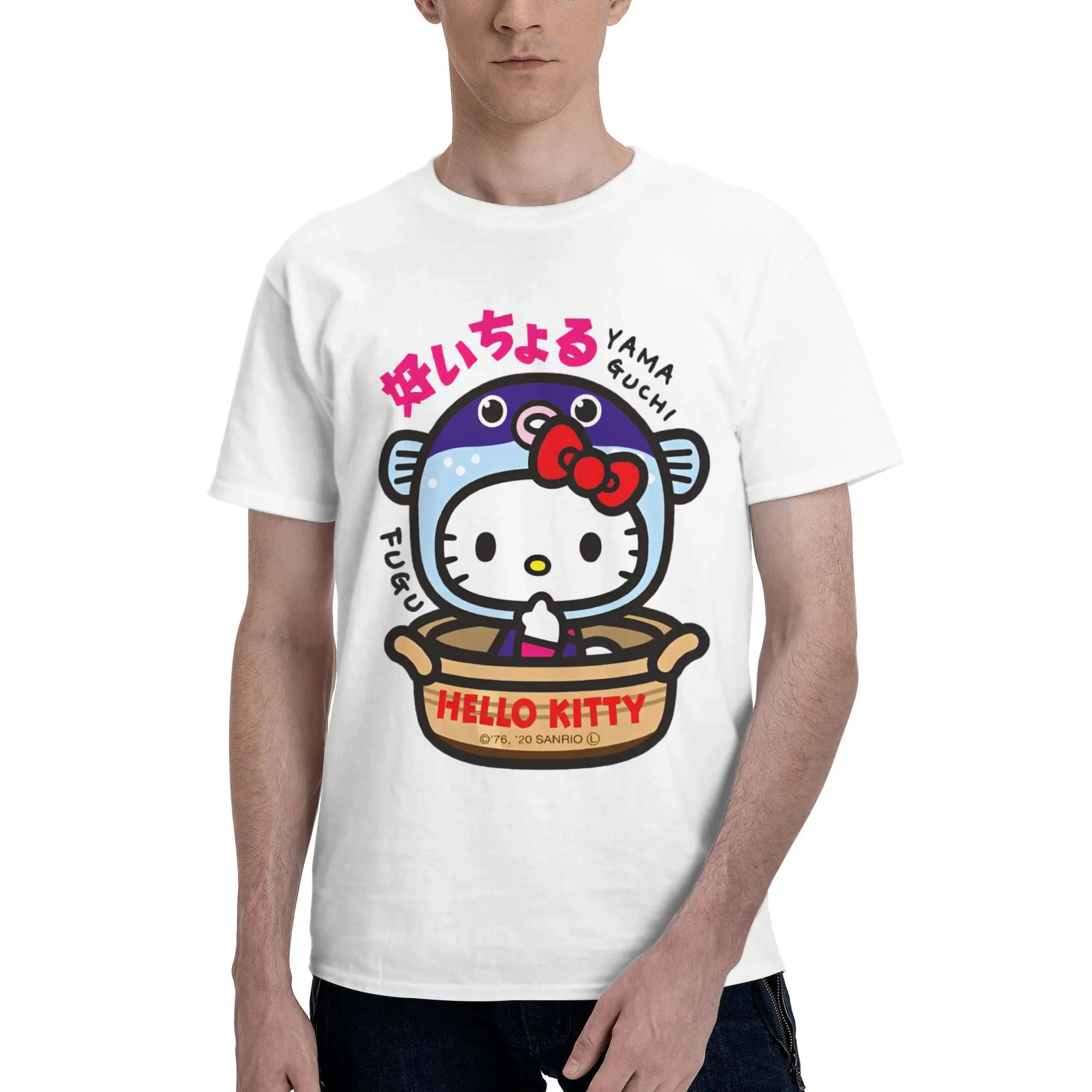 Мужские футболки Hello Kitty Puffer Fish, винтажная футболка из чистого хлопка, футболки с короткими рукавами, топы с круглым вырезом, идея подарка
Мужские футболки Hello Kitty Puffer Fish, винтажная футболка из чистого хлопка, футболки с короткими рукавами, топы с круглым вырезом, идея подарка