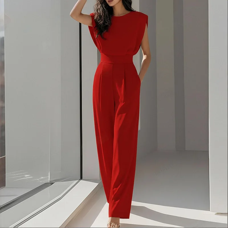 2026 New Spring Clothing Women's Jumpsuit Commuting Solid Color Slanted Shoulder Strap Straight Leg Jumpsuit European and Americ
2026 New Spring Clothing Women's Jumpsuit Commuting Solid Color Slanted Shoulder Strap Straight Leg Jumpsuit European and Americ
