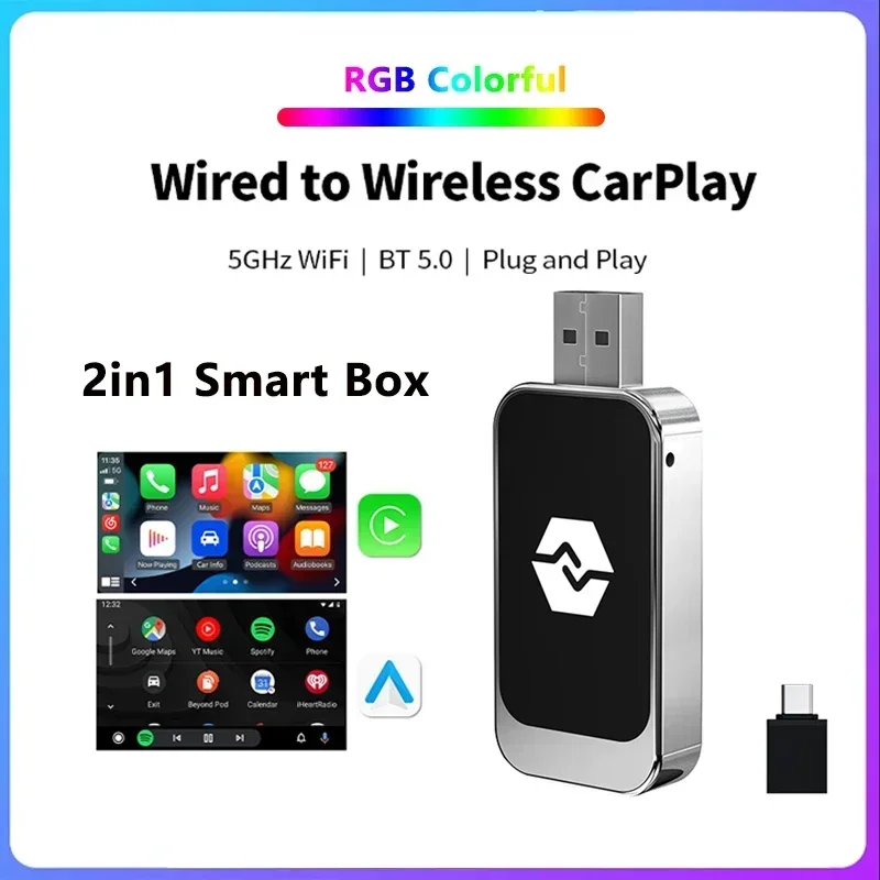 Беспроводной адаптер Mini CarPlay 2 в 1, Carplay и Android, автоматический Bluetooth, Wi-Fi, быстрая связь, Plug and Play для OEM-проводной CarPlay
Беспроводной адаптер Mini CarPlay 2 в 1, Carplay и Android, автоматический Bluetooth, Wi-Fi, быстрая связь, Plug and Play для OEM-проводной CarPlay