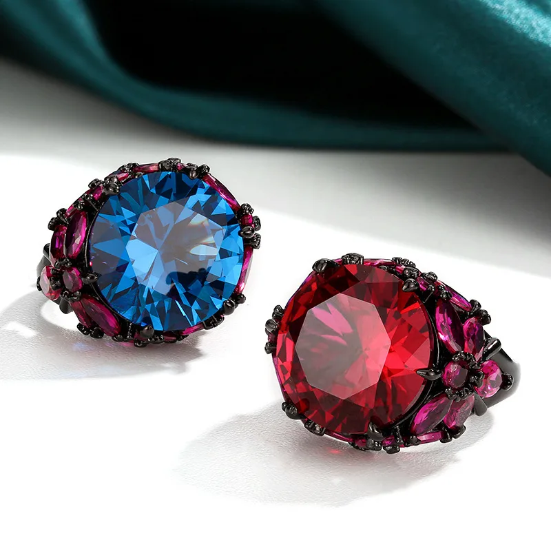 New autumn winter jewelry: -plated copper base red corundum and spinel, black gold personalized ring with a 16mm ma
New autumn winter jewelry: -plated copper base red corundum and spinel, black gold personalized ring with a 16mm ma