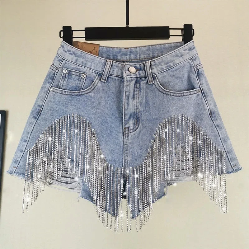 Denim Shorts Female, 2024 Summer New High Waist Was Thin Heavy Industry Beaded Sequins Tassels Hole Wide Leg Shorts ,Women
Denim Shorts Female, 2024 Summer New High Waist Was Thin Heavy Industry Beaded Sequins Tassels Hole Wide Leg Shorts ,Women