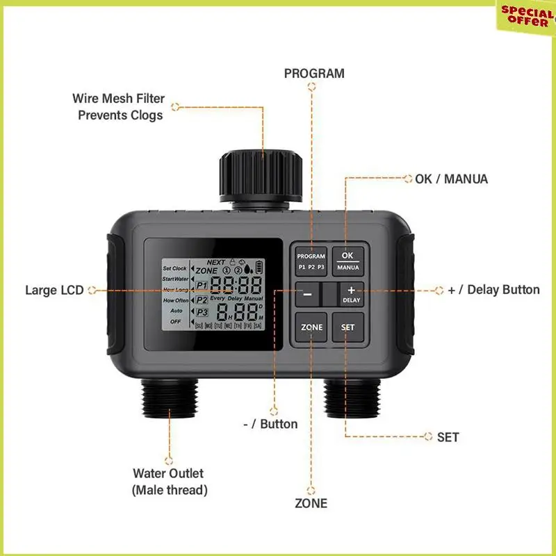 A34R 1 Piece Digital Automatic Irrigation Watering Timer Plastic Black For Lawn Gardening Pool EU Plug
A34R 1 Piece Digital Automatic Irrigation Watering Timer Plastic Black For Lawn Gardening Pool EU Plug