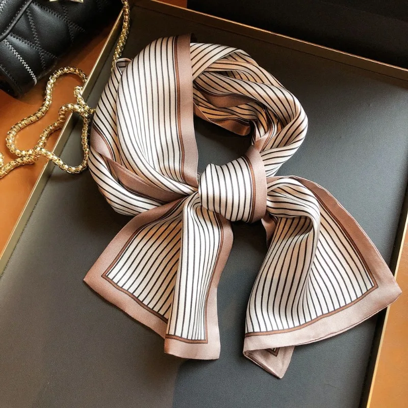 Minimalist Striped Pure Silk Scarf Luxury Satin Square Scarf for Women Multi-use Neck Hair Bandana for Commute and Casual Wear
Minimalist Striped Pure Silk Scarf Luxury Satin Square Scarf for Women Multi-use Neck Hair Bandana for Commute and Casual Wear