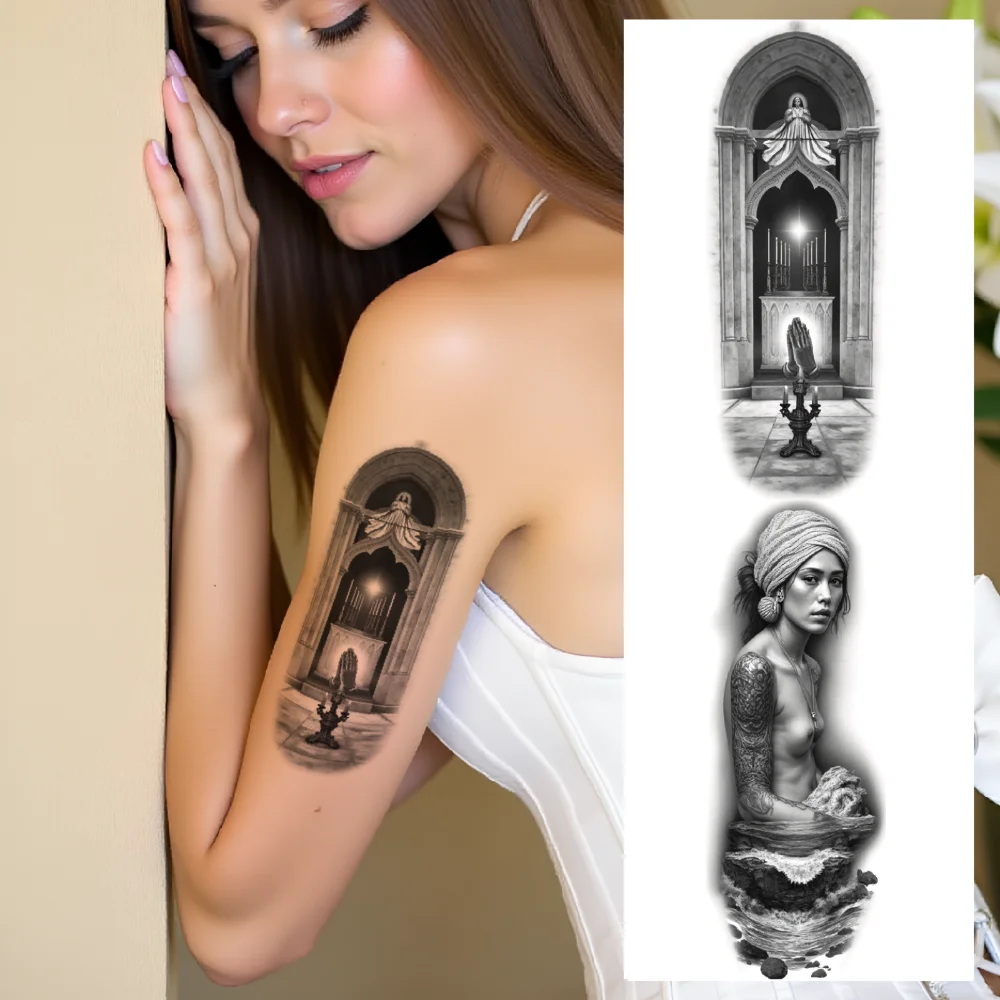 12pcs Temporary Tattoo Waterproof Long-lasting Body Stickers Gothic Architecture Skull And Woman Viking Warrior For Arms
12pcs Temporary Tattoo Waterproof Long-lasting Body Stickers Gothic Architecture Skull And Woman Viking Warrior For Arms