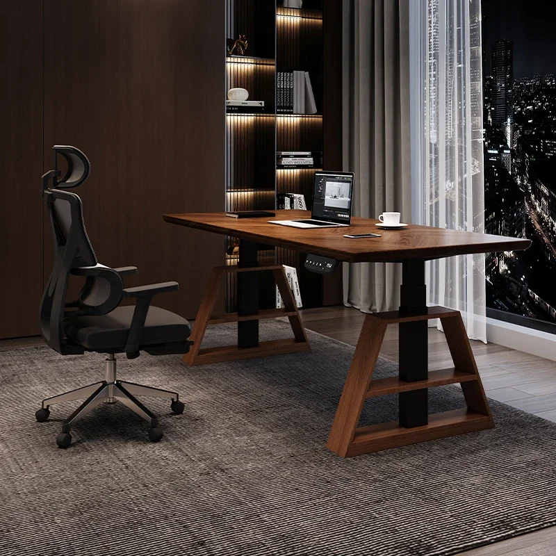 Modern Solid Wood Electric Height-Adjustable Desk Standing Workbench Office Smart Computer Desk Creative Home Furniture FYCD