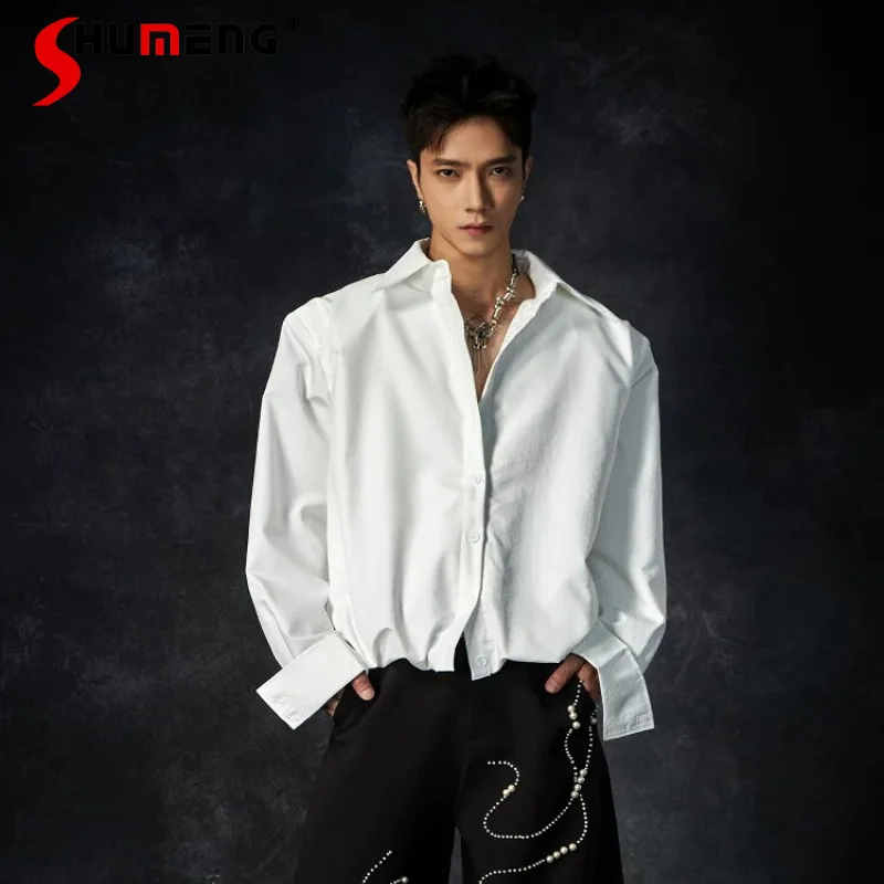 2026 Men's Spring New High-end Fashion Waist-tight Tops Multi-button Design Shirts Male Handsome Solid Color Simple Lapel Shirts
2026 Men's Spring New High-end Fashion Waist-tight Tops Multi-button Design Shirts Male Handsome Solid Color Simple Lapel Shirts