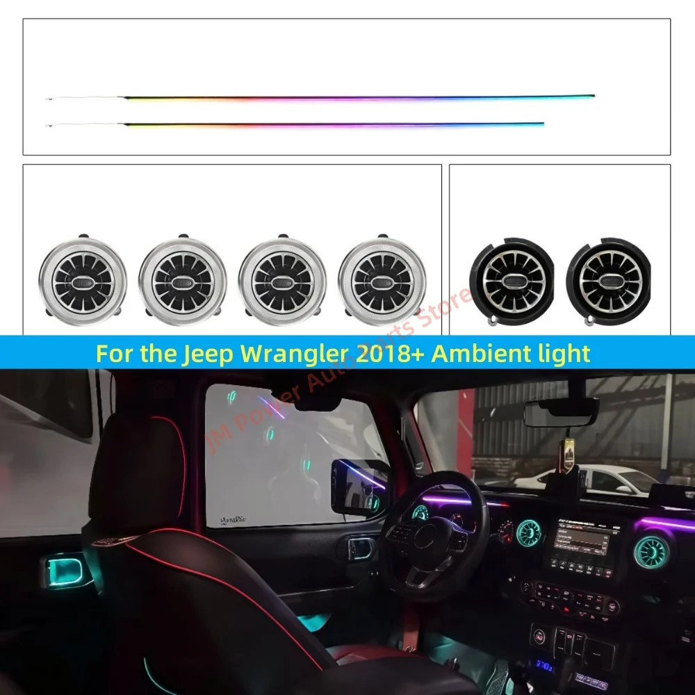 Для Jeep Wrangler 2014+ Атмосфера Свет светящееся вентиляционное отверстие Автомобильные аксессуары Ambient Light Обновление внутреннего освещения автомобиля Управление через приложение
Для Jeep Wrangler 2014+ Атмосфера Свет светящееся вентиляционное отверстие Автомобильные аксессуары Ambient Light Обновление внутреннего освещения автомобиля Управление через приложение