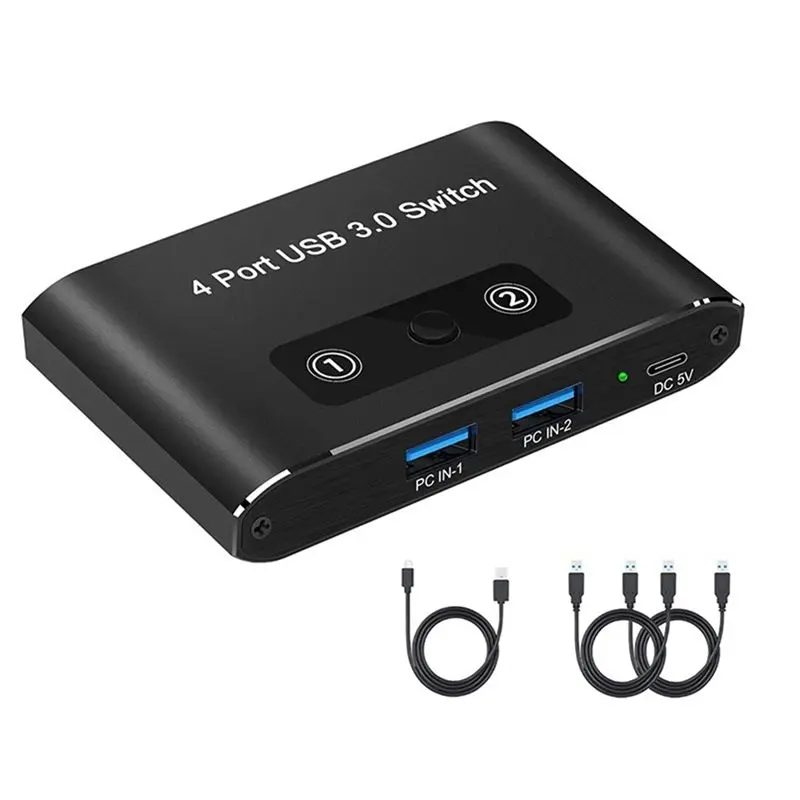A29F-4 Port USB 3.0 Switcher 2 In 4 Out KVM Switch USB Switch KVM Switcher Printer Sharer For Computer Keyboard