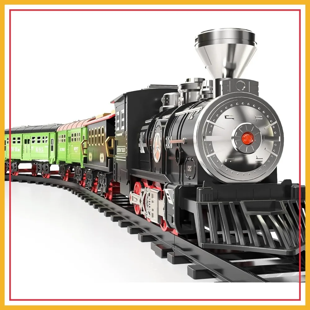 Large Electric Train Set with 3-Way Smoke Locomotive, Light & Sounds, Cargo Cars, Long Tracks, Gift for Boys & Girls
Large Electric Train Set with 3-Way Smoke Locomotive, Light & Sounds, Cargo Cars, Long Tracks, Gift for Boys & Girls