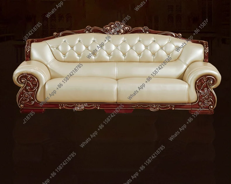 Solid Wood Carved Leather Sofa Living Room Top Layer Cowhide Small Apartment Set
Solid Wood Carved Leather Sofa Living Room Top Layer Cowhide Small Apartment Set