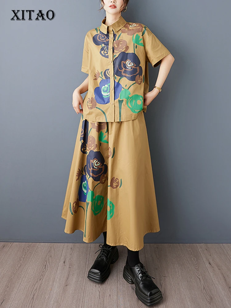 XITAO Print Flower Single Breasted Skirt Set Casual Loose Short Sleeve Turn-down Collar A-line Vintage Spring Women Set GYX1601
XITAO Print Flower Single Breasted Skirt Set Casual Loose Short Sleeve Turn-down Collar A-line Vintage Spring Women Set GYX1601