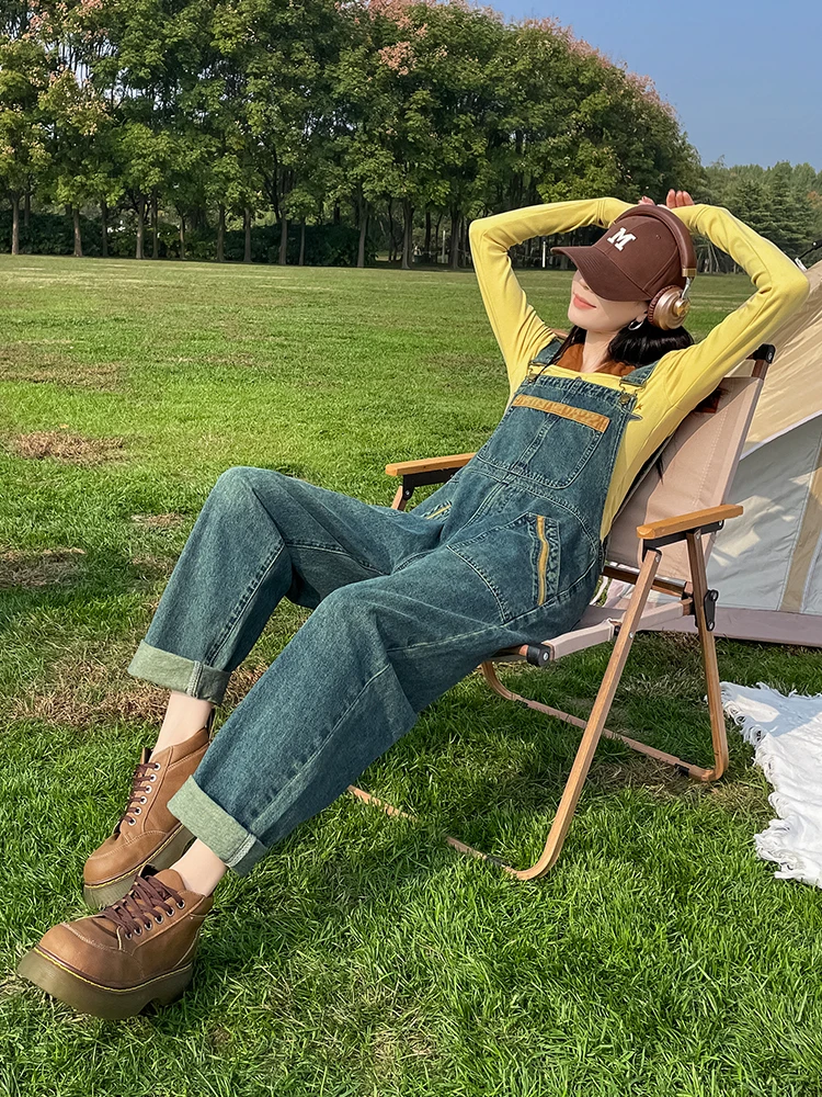 Anti-Aging High Waist Loose Casual Women's Denim Overalls Korean Sle Cotton Blend Spring Autumn New Arrival
Anti-Aging High Waist Loose Casual Women's Denim Overalls Korean Sle Cotton Blend Spring Autumn New Arrival