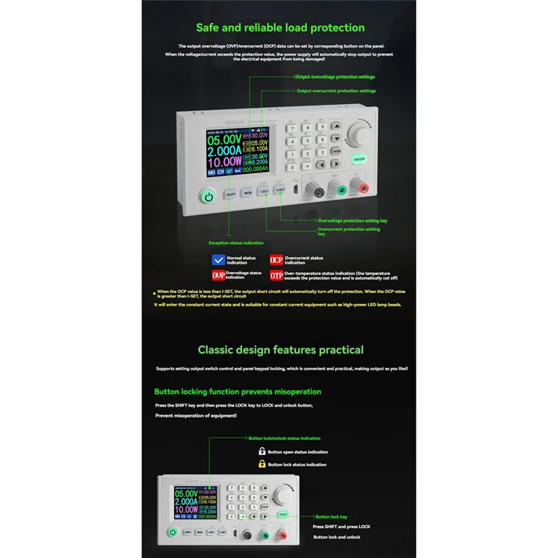 ABTO-RD6006W Источник питания с цифровым управлением, понижающий преобразователь 60 В, 6 А, понижающий источник постоянного тока, регулируемый модуль
ABTO-RD6006W Источник питания с цифровым управлением, понижающий преобразователь 60 В, 6 А, понижающий источник постоянного тока, регулируемый модуль