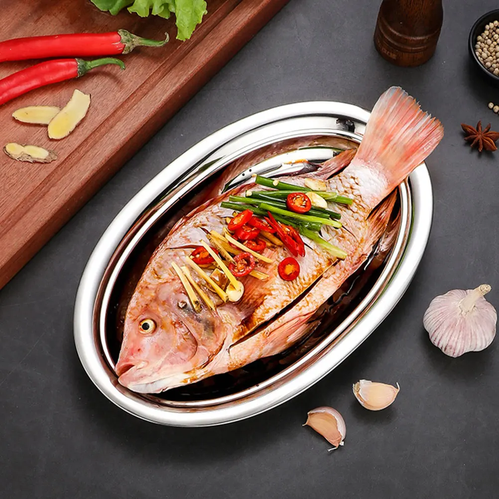 2 Pcs Stainless Steel Oval Pan Silver Tray Dinner Plates Home Tableware Snack Dessert Anti Rust Easy Clean Cake Pastry Storage
2 Pcs Stainless Steel Oval Pan Silver Tray Dinner Plates Home Tableware Snack Dessert Anti Rust Easy Clean Cake Pastry Storage