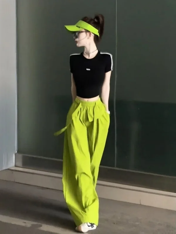 Unique Color Block Short Sleeve High Waist Wide Leg Pants Women's Summer Casual Fashion Set Polyester Fiber round Neck Fit Type
Unique Color Block Short Sleeve High Waist Wide Leg Pants Women's Summer Casual Fashion Set Polyester Fiber round Neck Fit Type