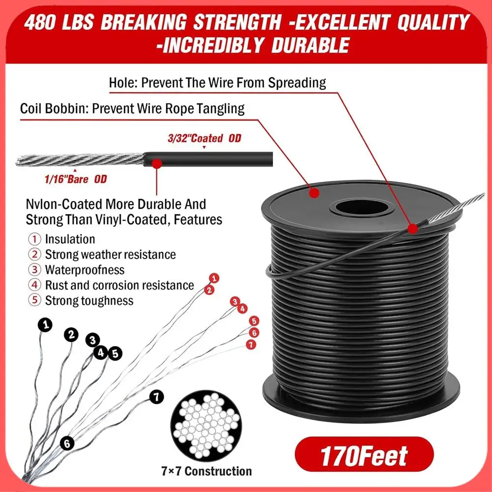 A76I-String Light Hanging Kit,Outdoor Light Wire,Ball Light String Hanging Kit,200FT Coated Stainless Steel 304 Cord Cable
A76I-String Light Hanging Kit,Outdoor Light Wire,Ball Light String Hanging Kit,200FT Coated Stainless Steel 304 Cord Cable