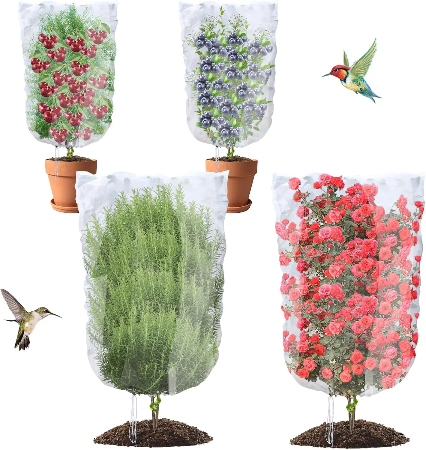 4PCS Bird Netting Tree Mesh Bag with Drawstring, 2 Sizes Garden Insect Netting Pest Barrier for Fruit/Flower/Vegetables
4PCS Bird Netting Tree Mesh Bag with Drawstring, 2 Sizes Garden Insect Netting Pest Barrier for Fruit/Flower/Vegetables
