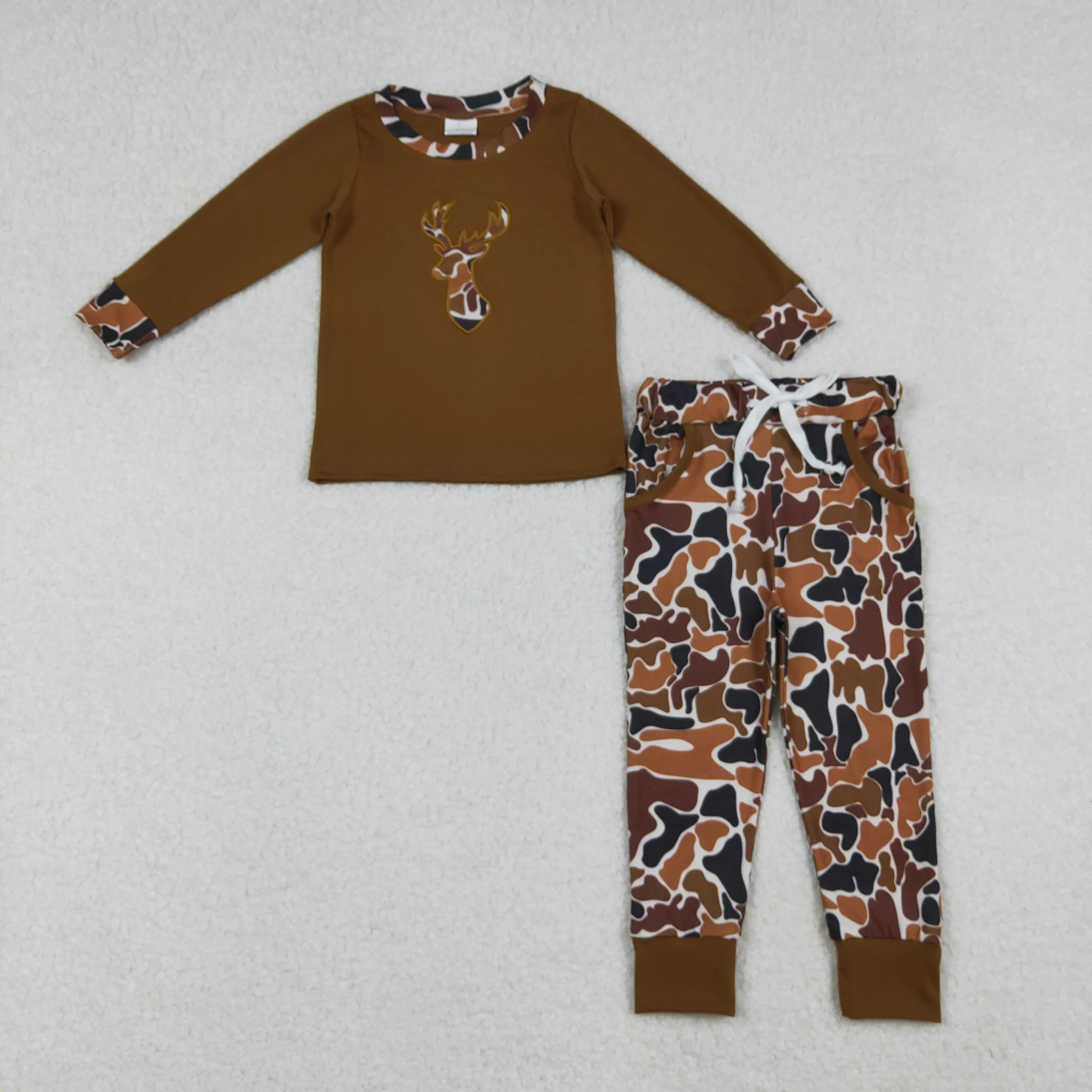 9.27y Hot selling winter baby boys clothing wholesale embroidered camouflage elk brown long sleeve pants suit
9.27y Hot selling winter baby boys clothing wholesale embroidered camouflage elk brown long sleeve pants suit